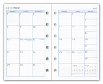 2016 six hole monthly calendar insert refill
